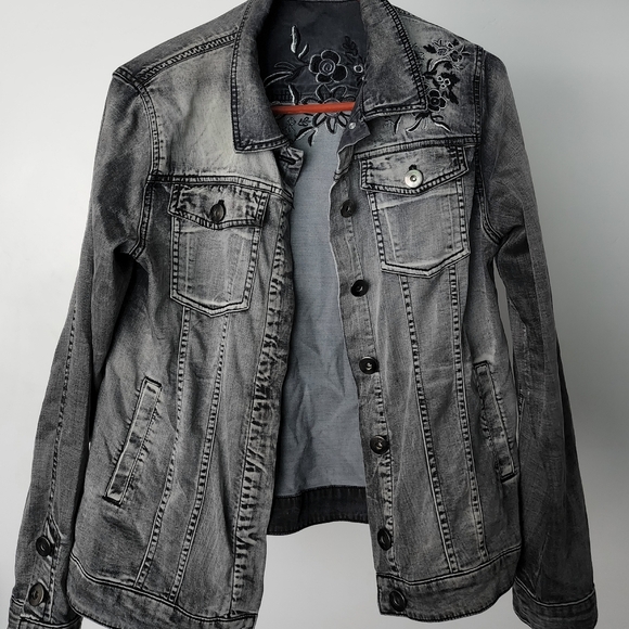 Crazy line, size 12 women's denim jacket floral design - Picture 1 of 7